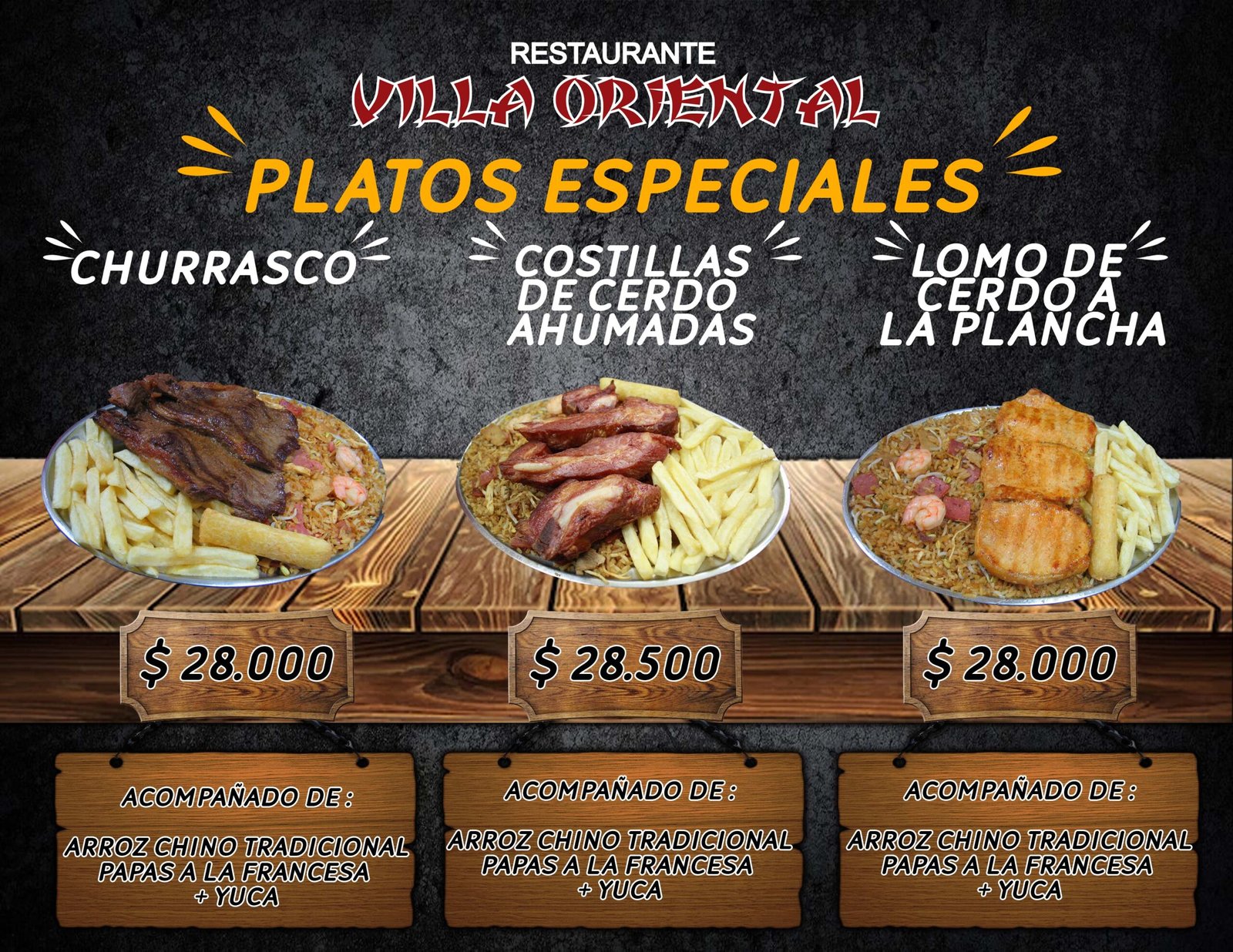 MENU PLATOS ESPECIALES